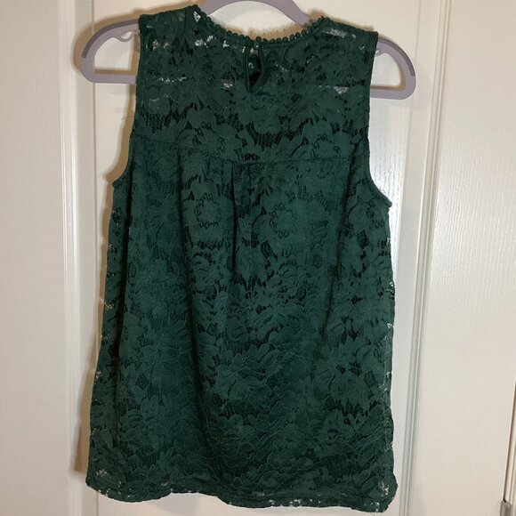 Zac & Racheal Women's Sleeveless Green Lace Top Size S Loose Fit Lined Festive - Picture 5 of 9